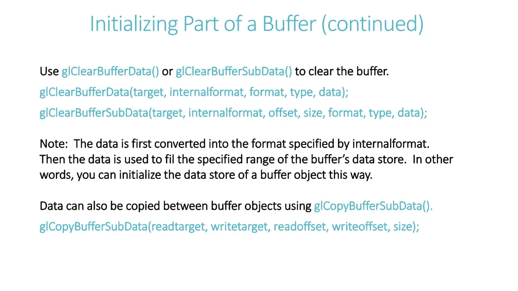 initializing part of a buffer continued