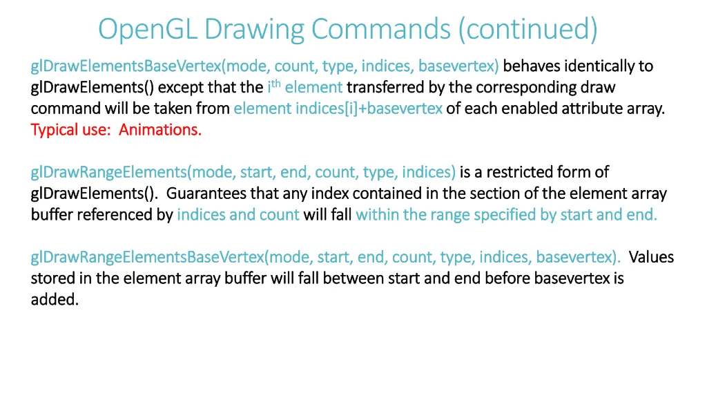 opengl drawing commands continued