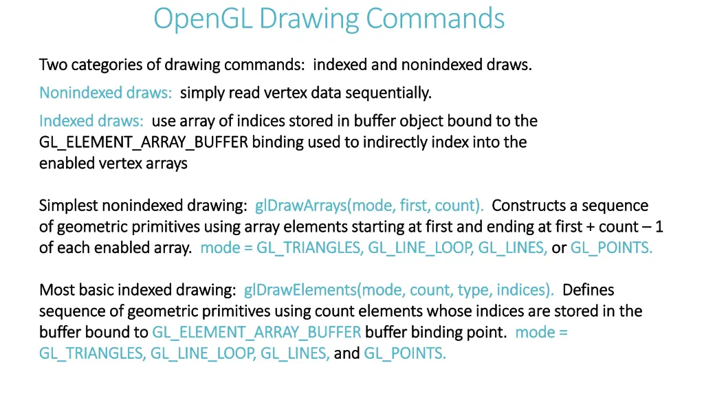 opengl drawing commands