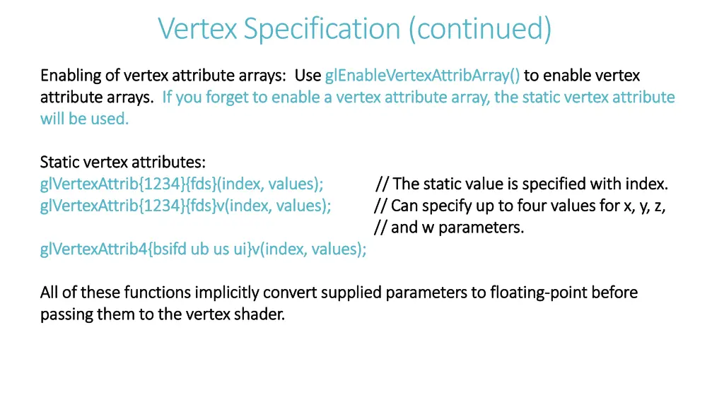 vertex specification continued 1
