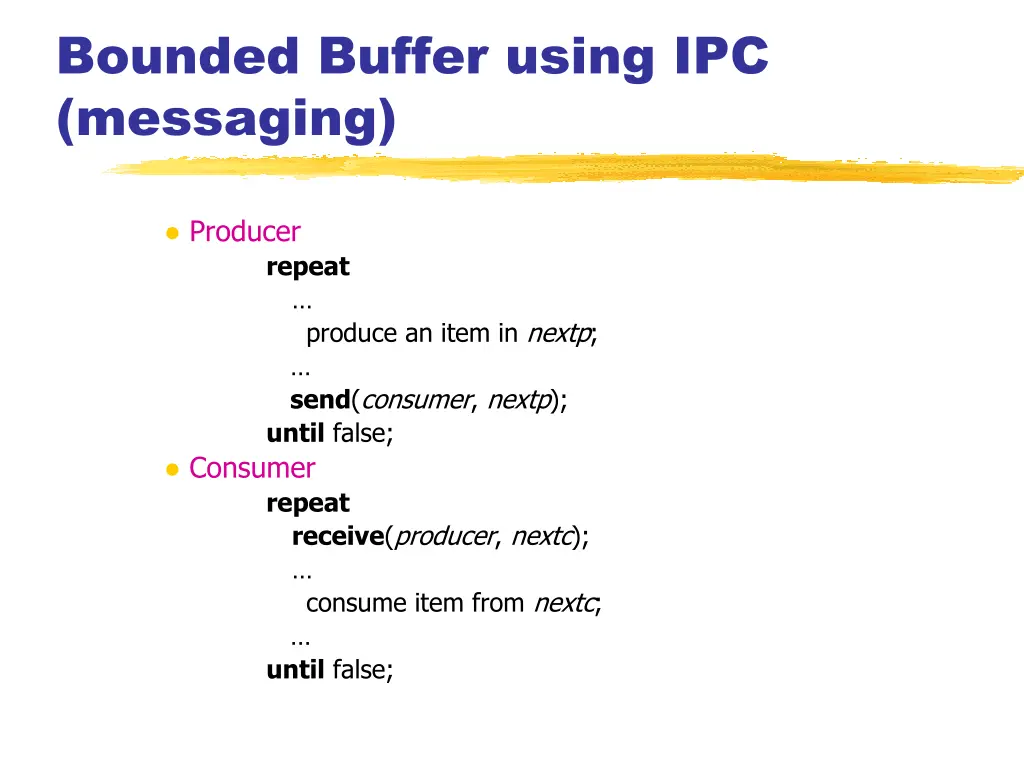bounded buffer using ipc messaging