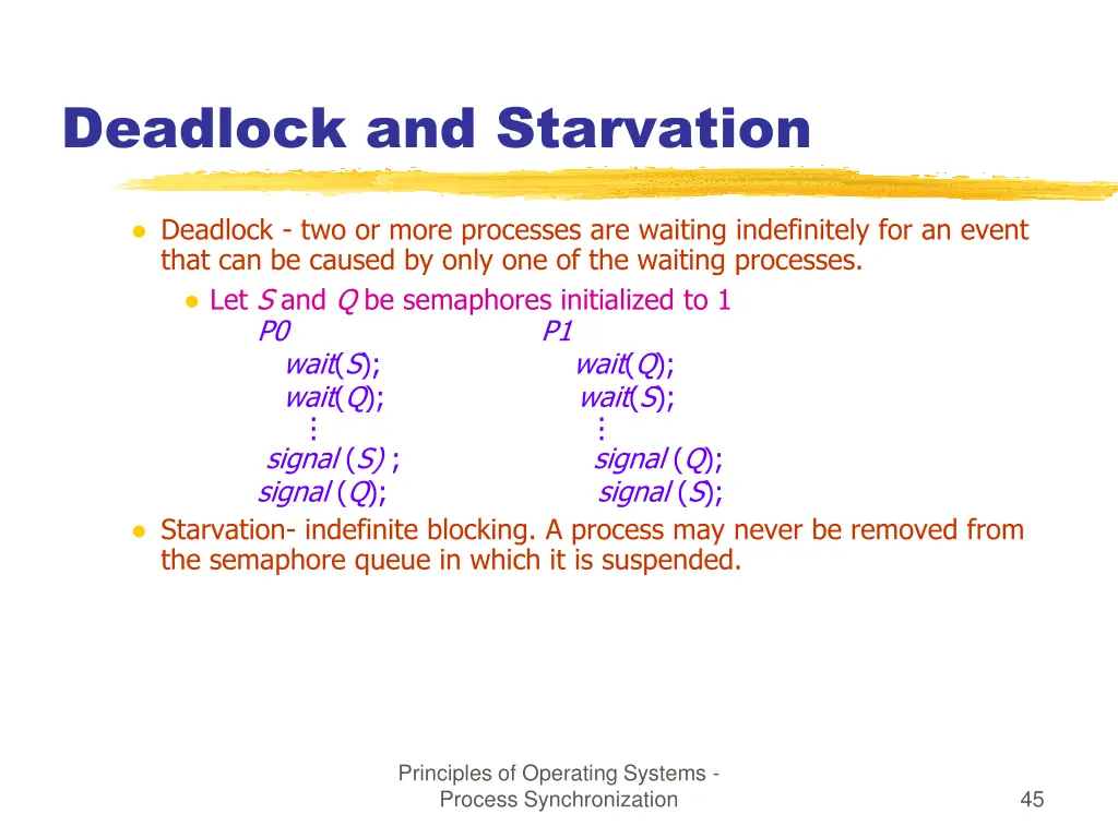 deadlock and starvation