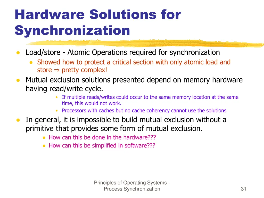 hardware solutions for synchronization