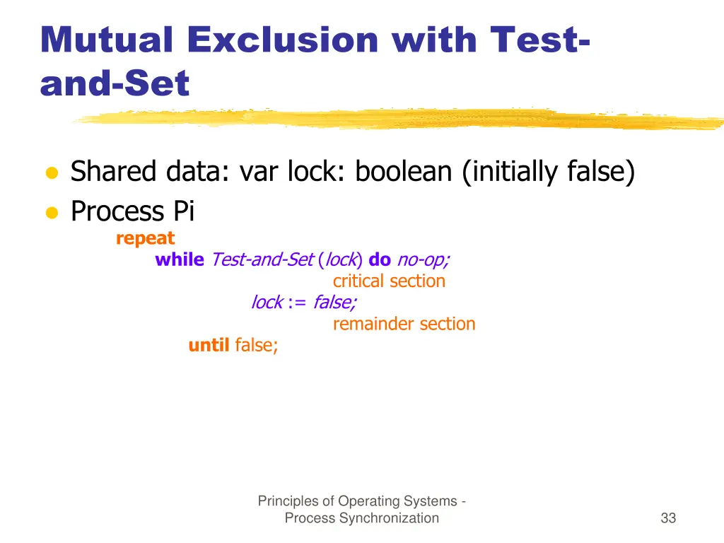 mutual exclusion with test and set