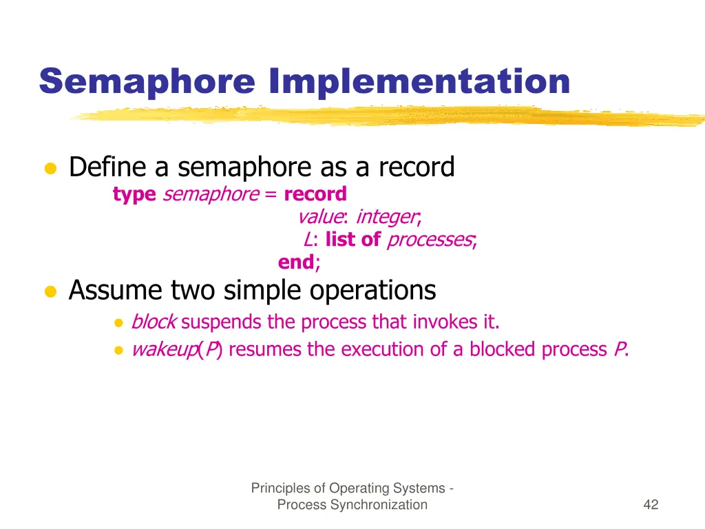 semaphore implementation
