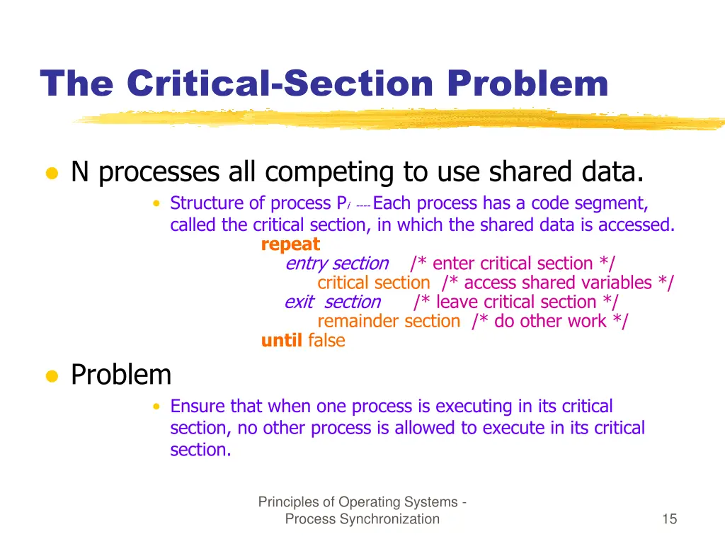 the critical section problem