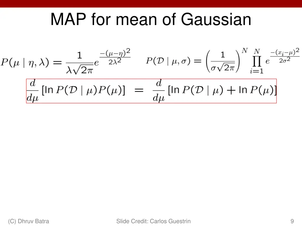 map for mean of gaussian
