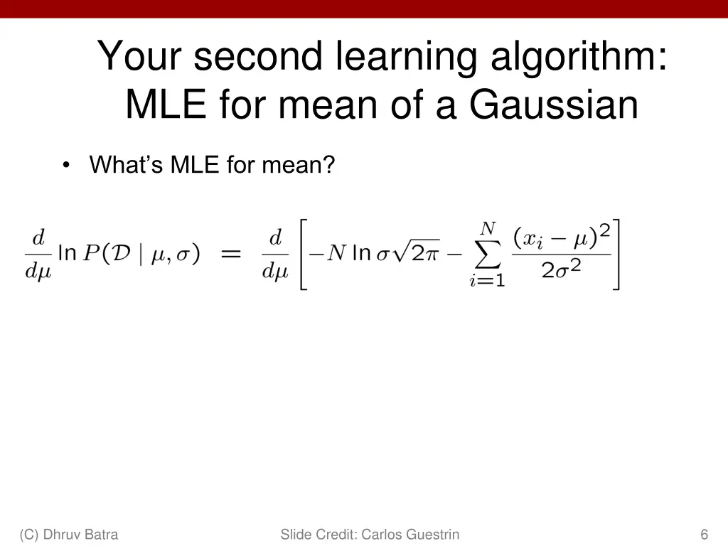your second learning algorithm mle for mean