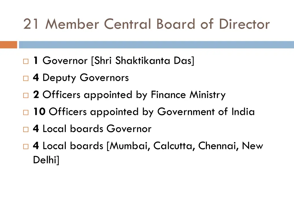 21 member central board of director