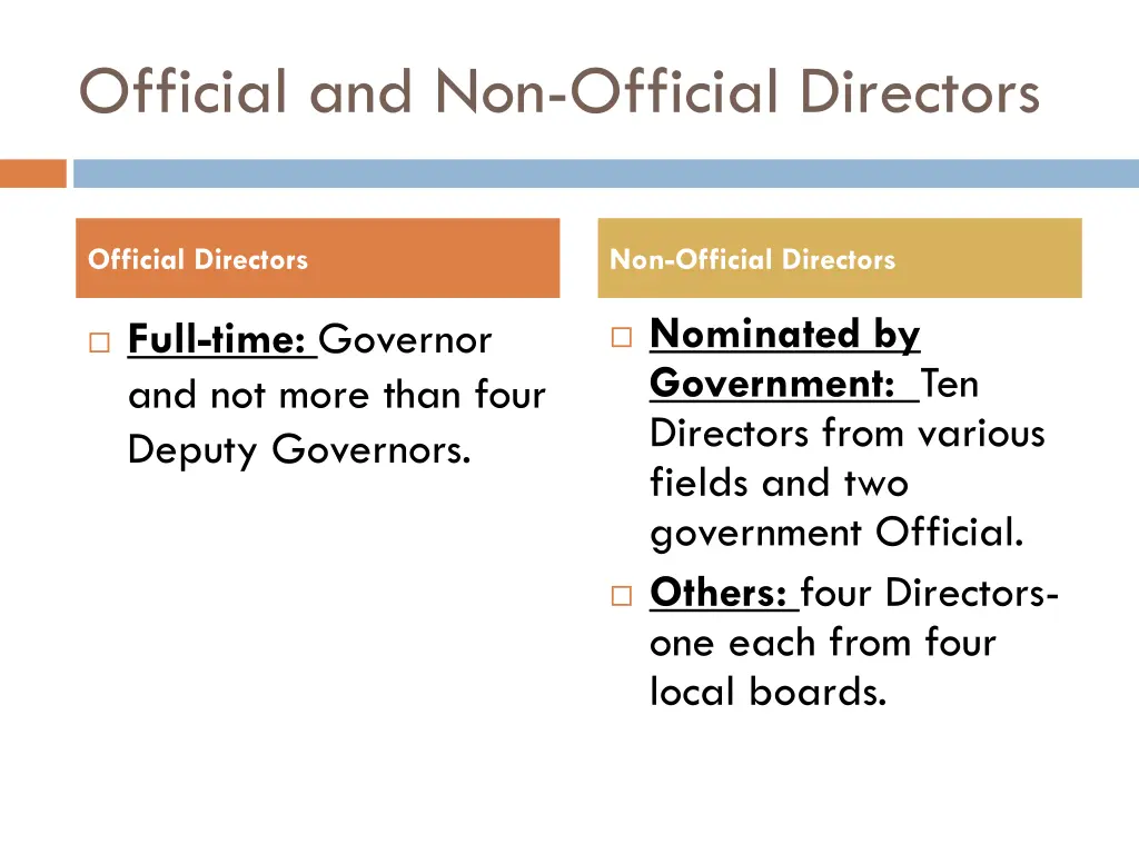 official and non official directors