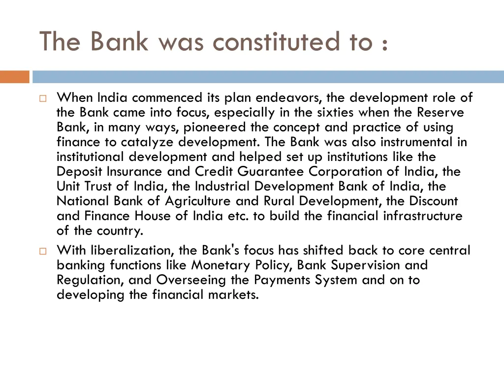 the bank was constituted to 2