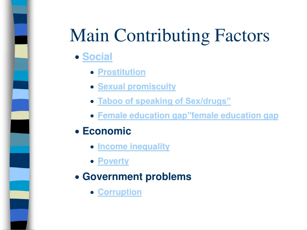main contributing factors social prostitution