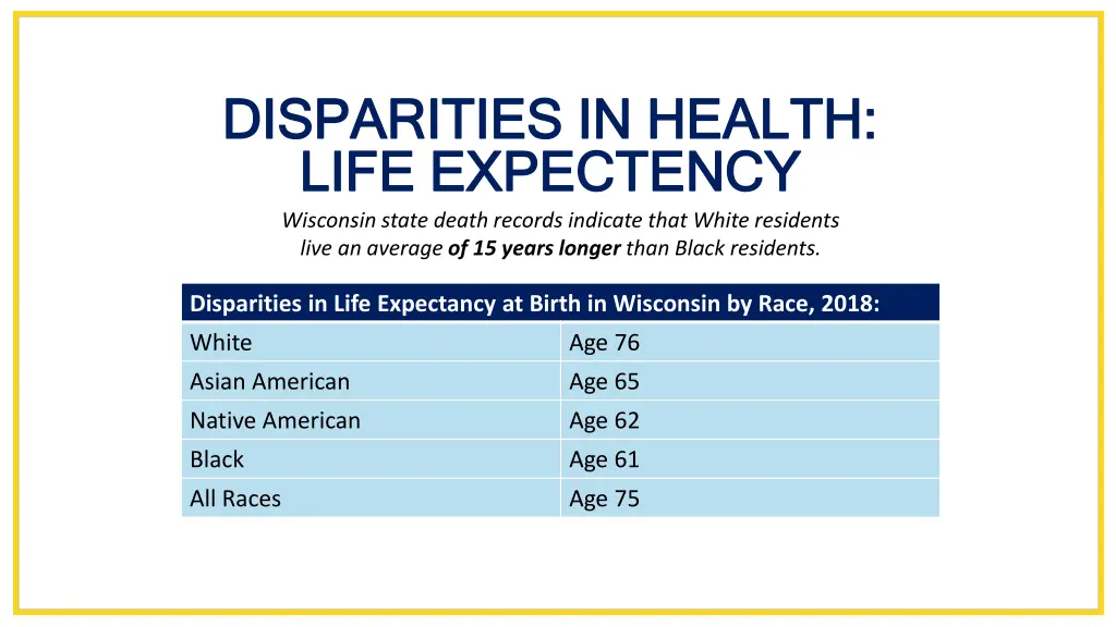 disparities in health disparities in health life