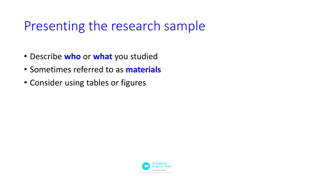 presenting the research sample