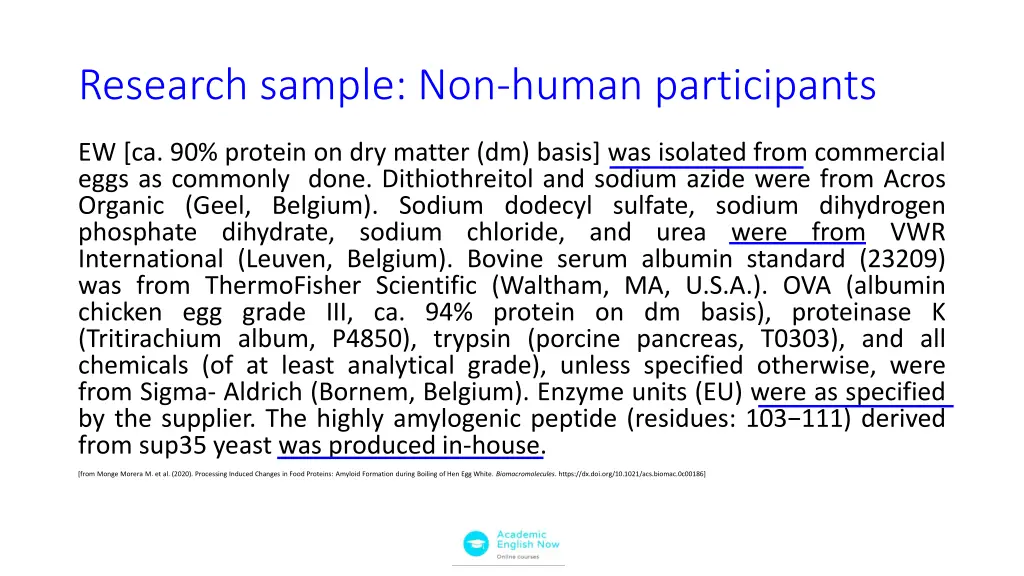 research sample non human participants