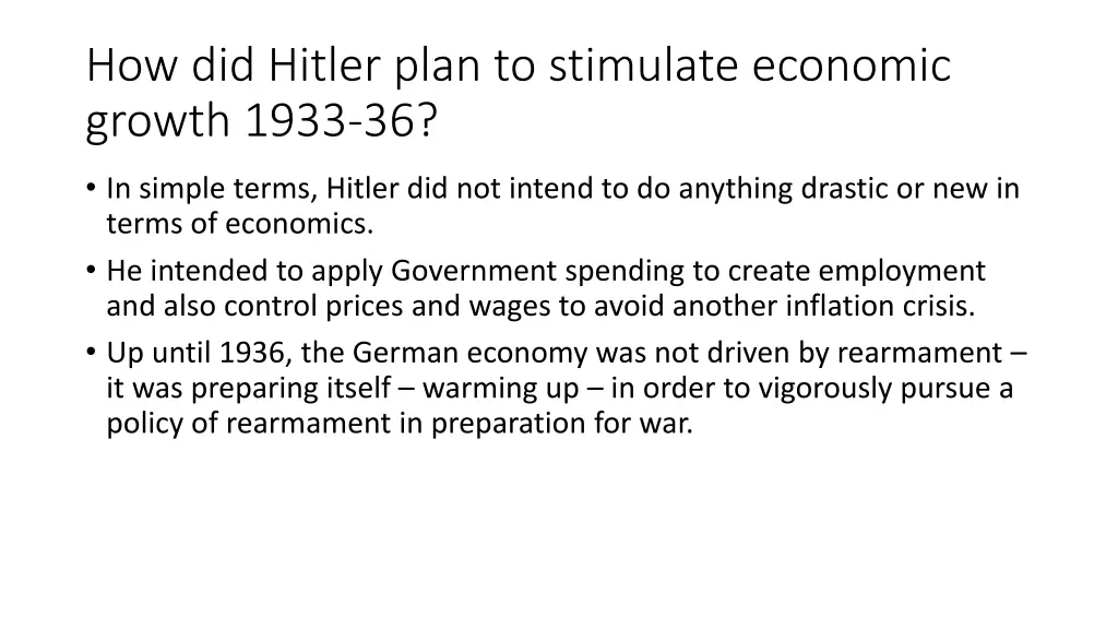 how did hitler plan to stimulate economic growth 2