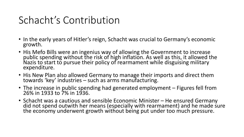 schacht s contribution