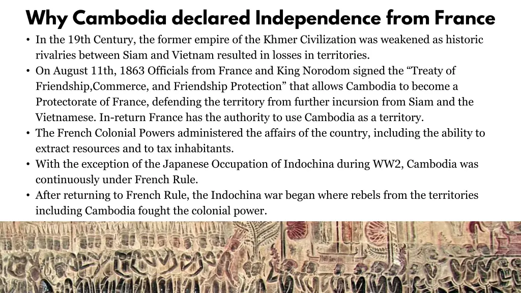 why cambodia declared independence from france