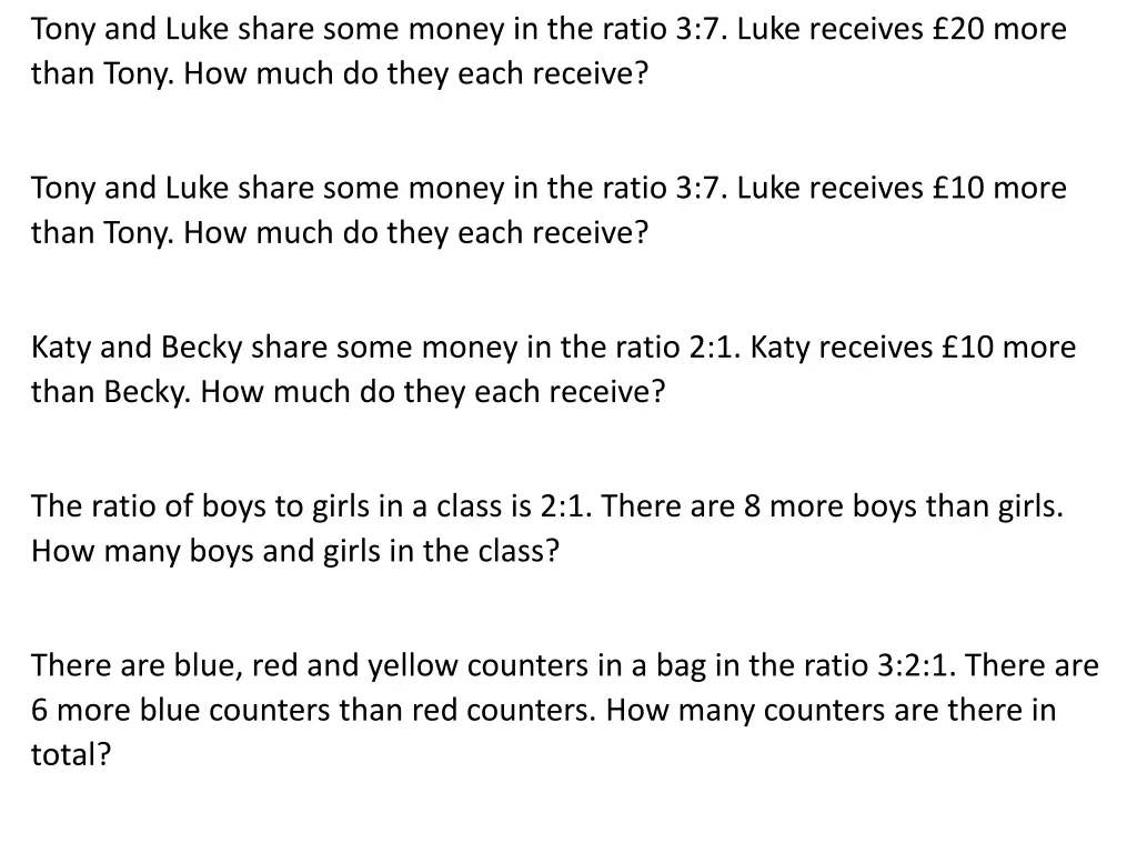 tony and luke share some money in the ratio