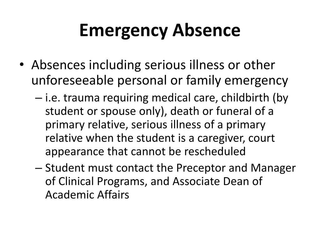 emergency absence
