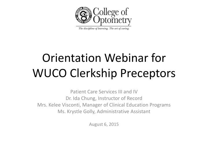 orientation webinar for wuco clerkship preceptors