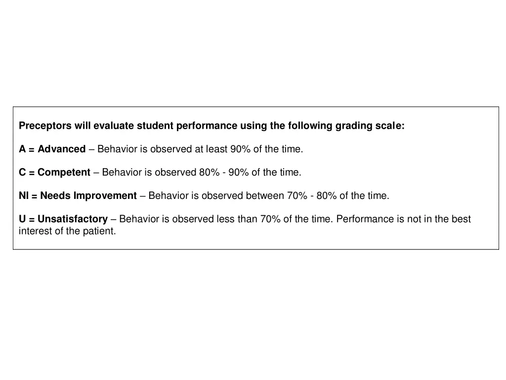preceptors will evaluate student performance 1
