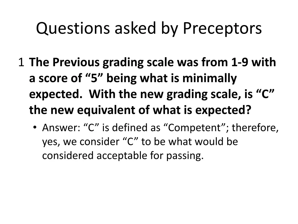 questions asked by preceptors