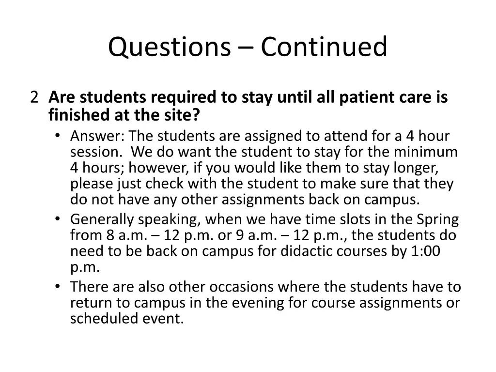 questions continued