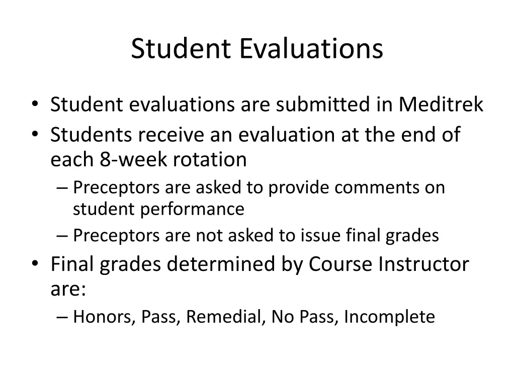 student evaluations