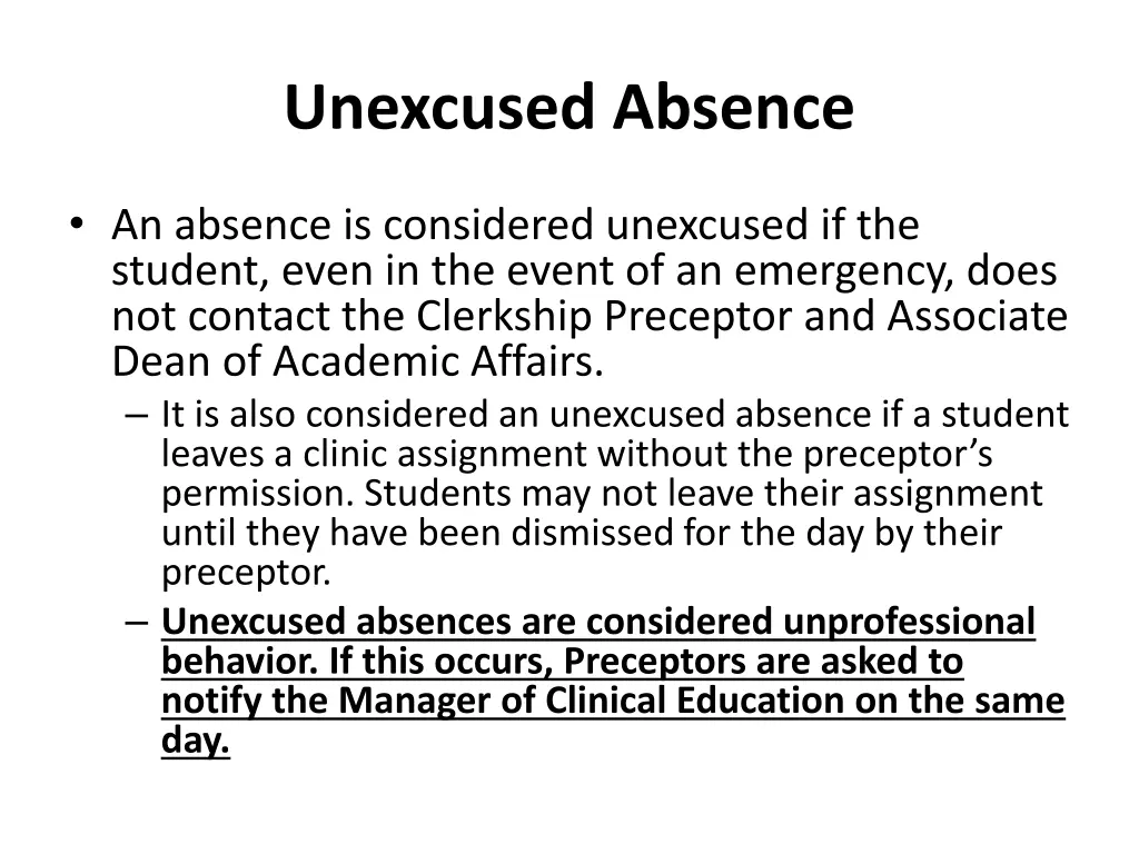 unexcused absence