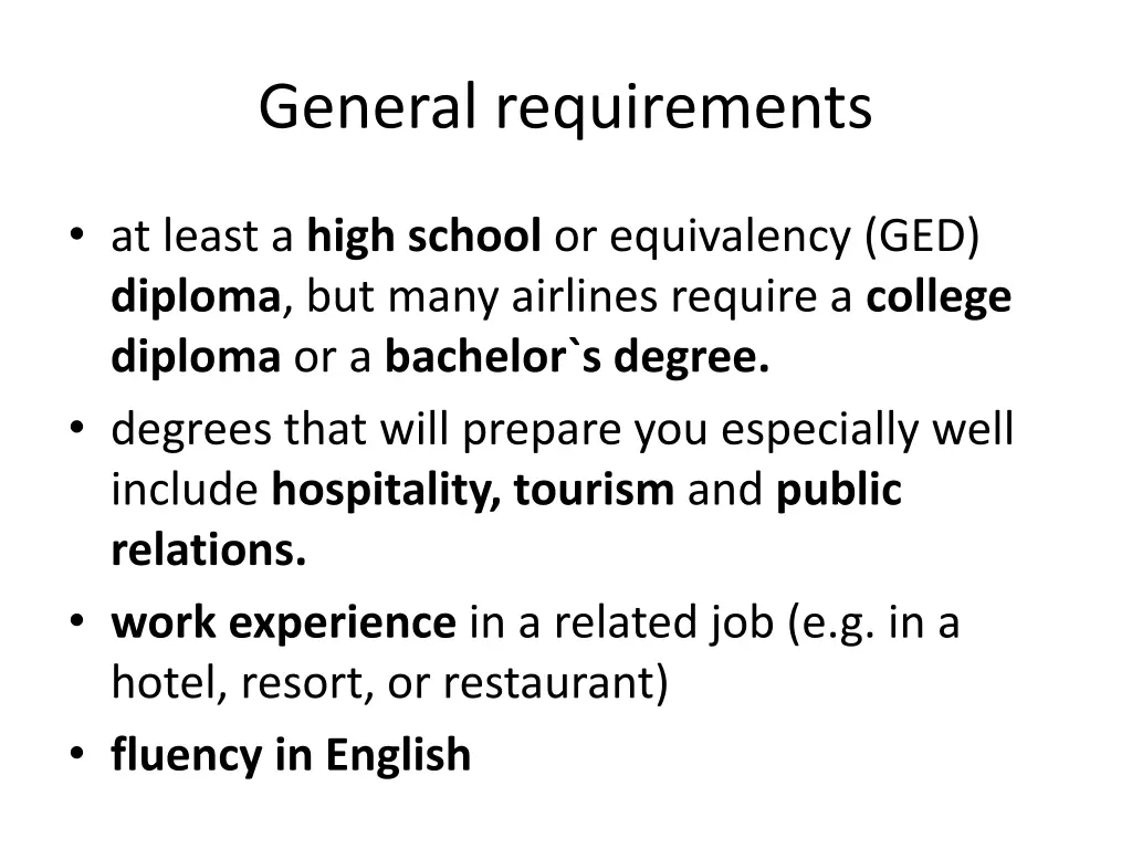 general requirements