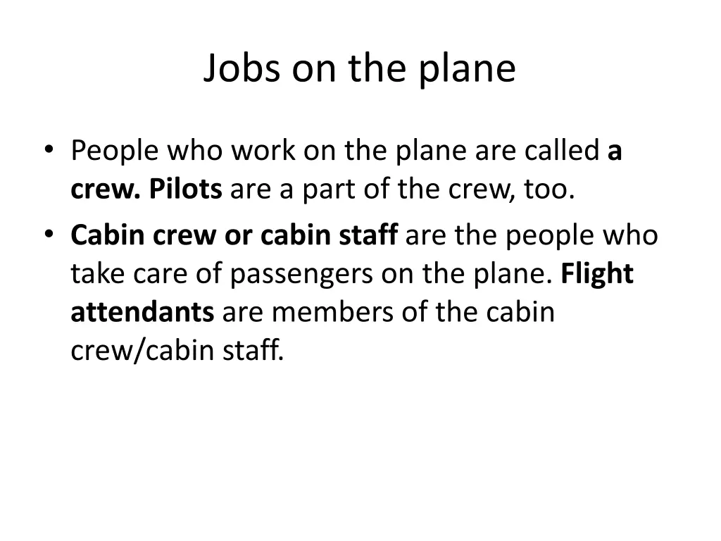 jobs on the plane