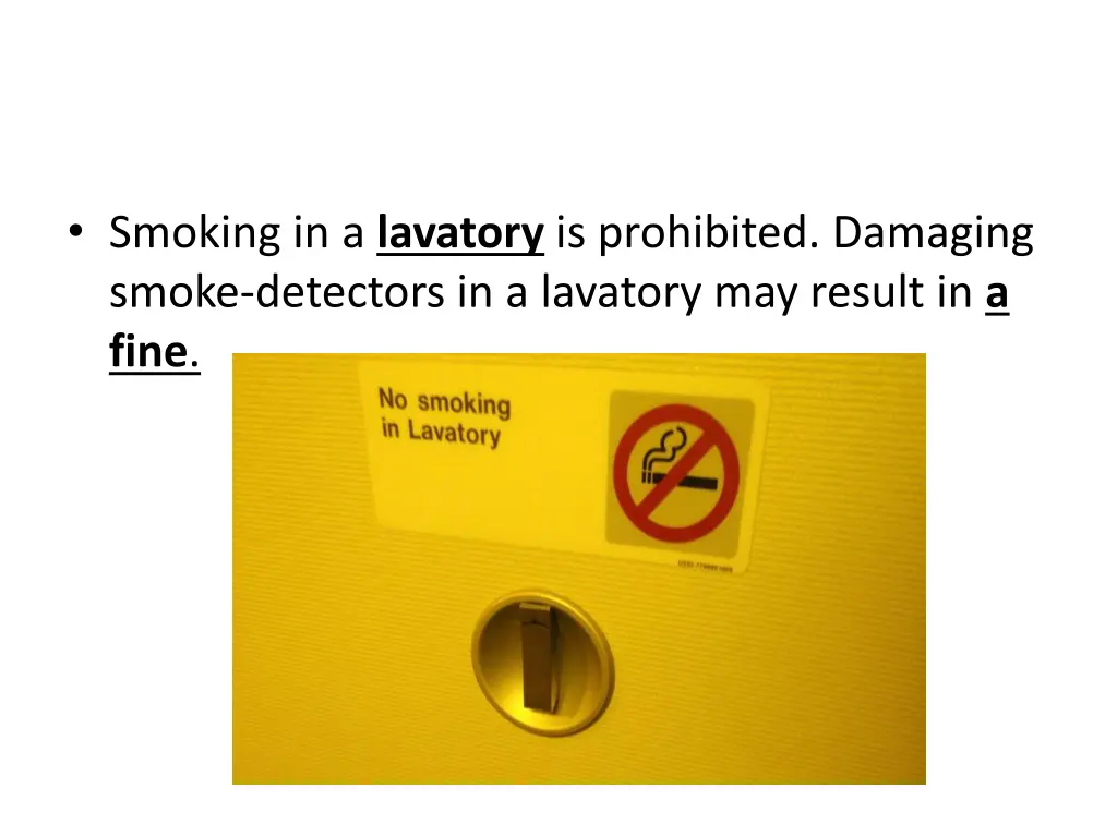smoking in a lavatory is prohibited damaging