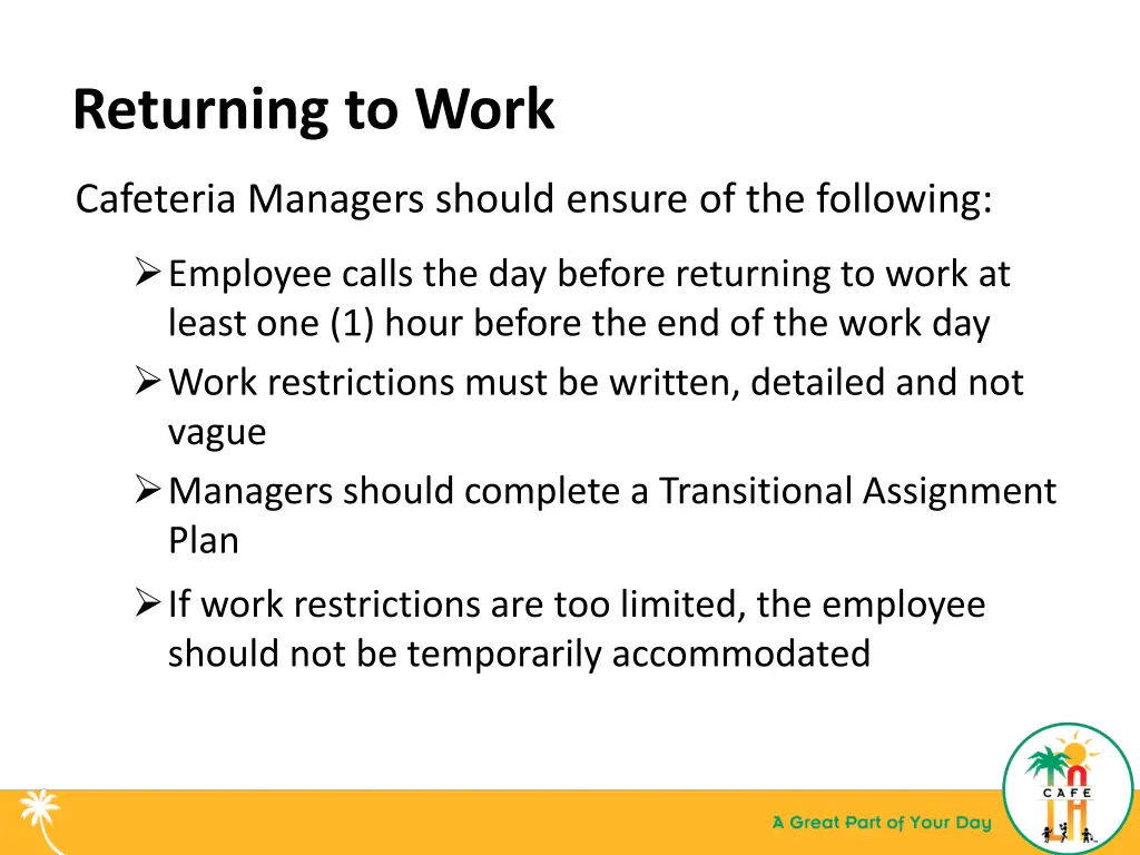 returning to work