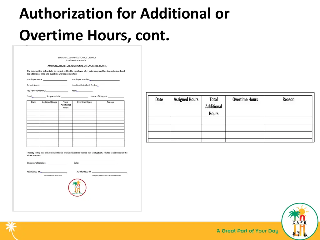 authorization for additional or overtime hours 2