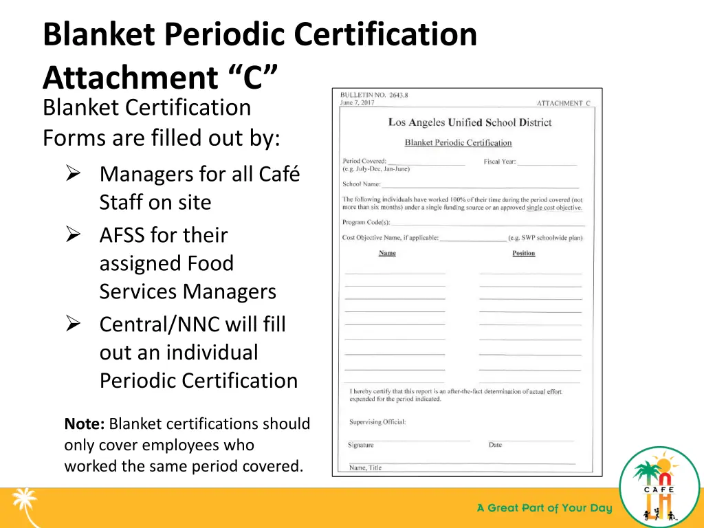 blanket periodic certification attachment