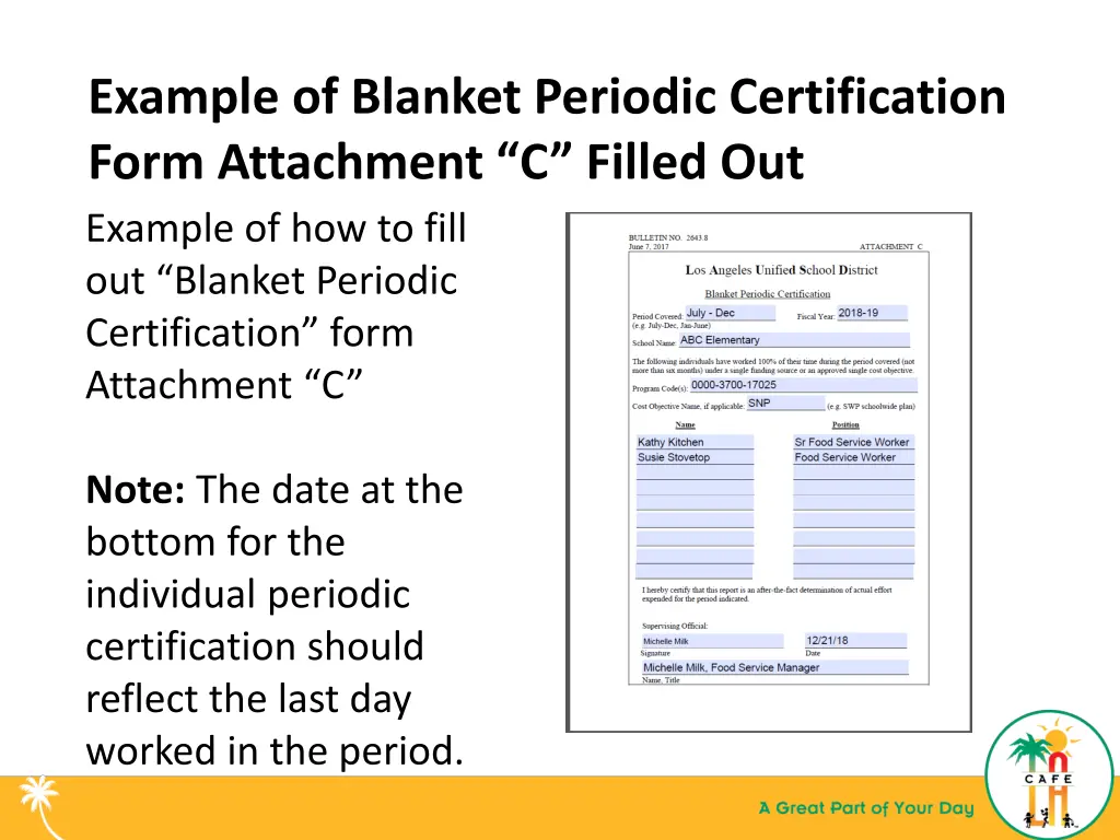 example of blanket periodic certification form