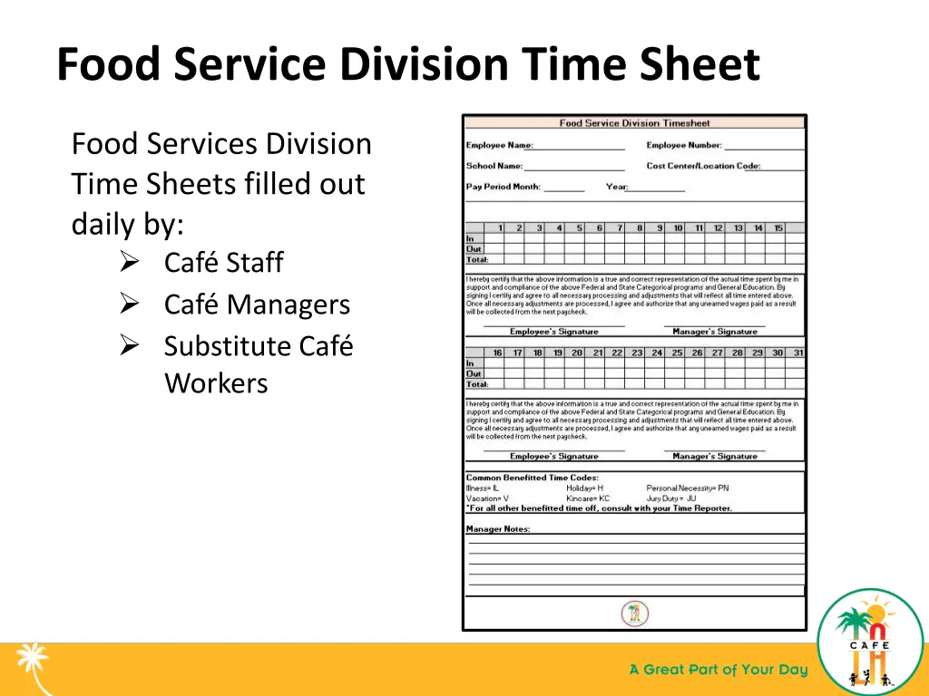 food service division time sheet
