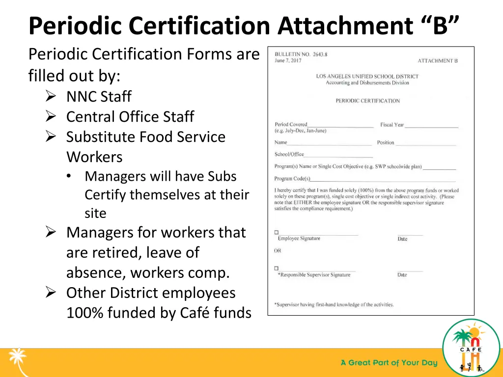 periodic certification attachment b periodic