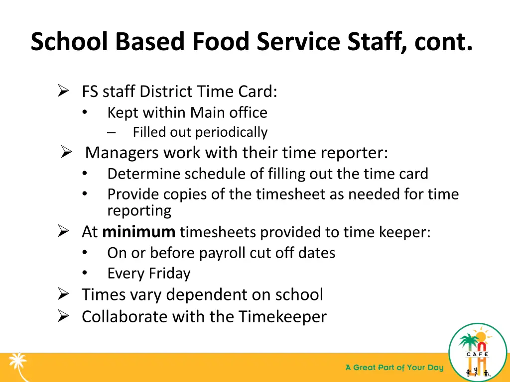 school based food service staff cont