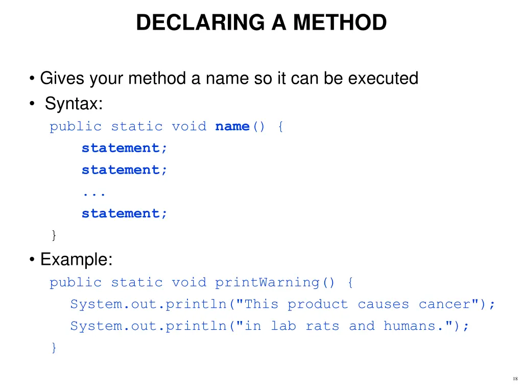 declaring a method