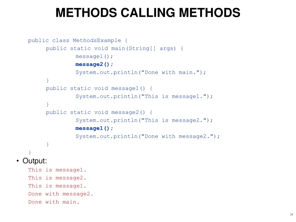 methods calling methods