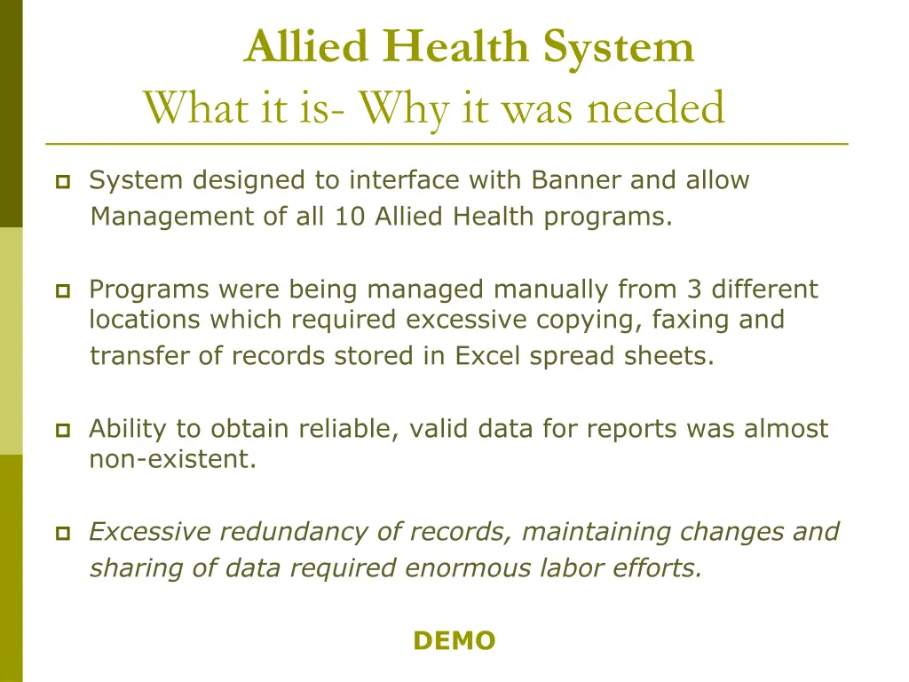 allied health system what it is why it was needed
