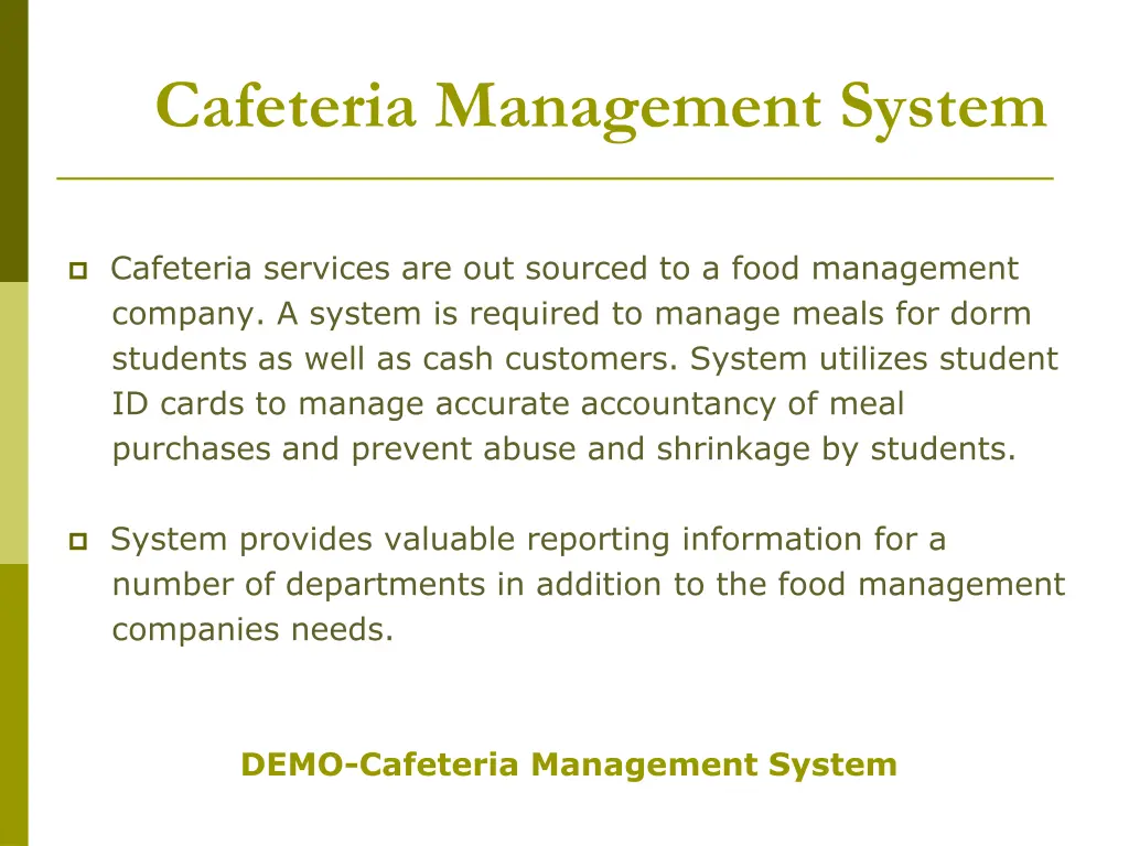 cafeteria management system