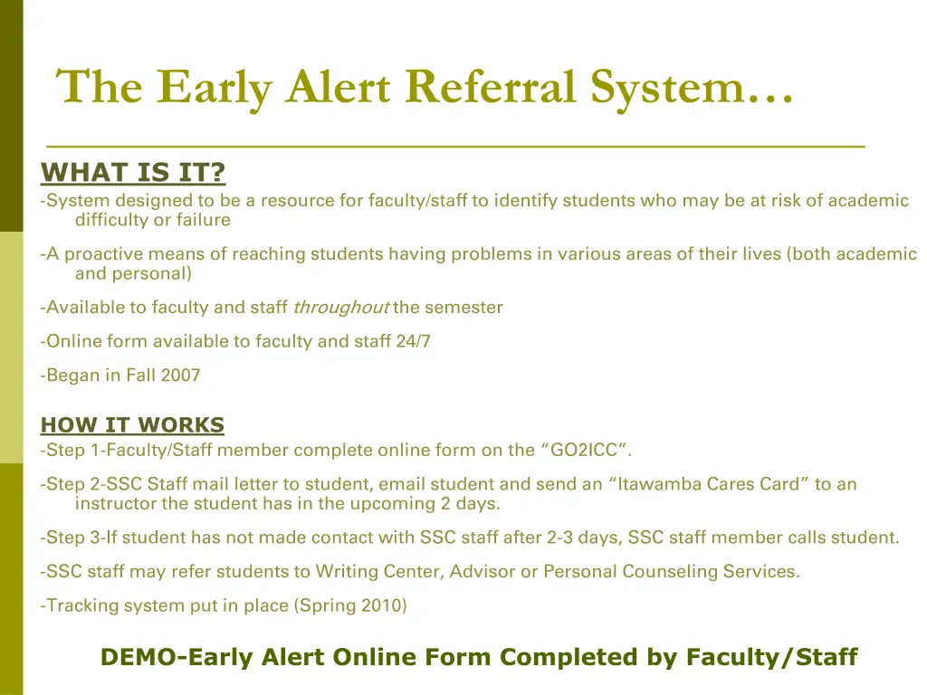 the early alert referral system