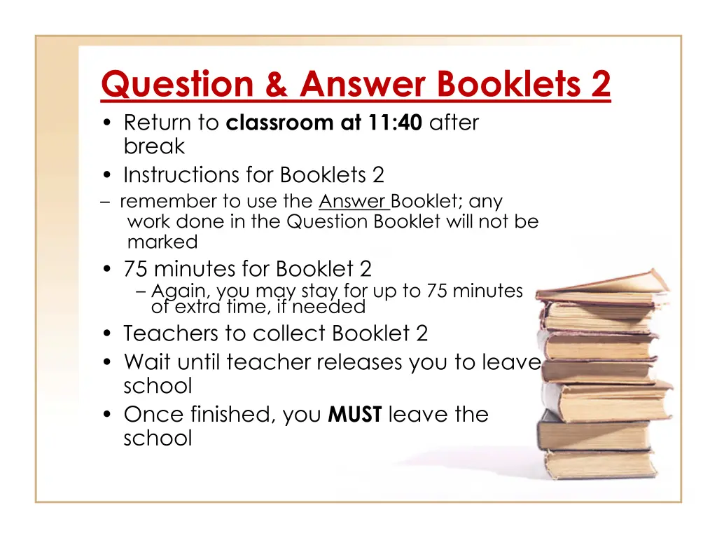question answer booklets 2 return to classroom