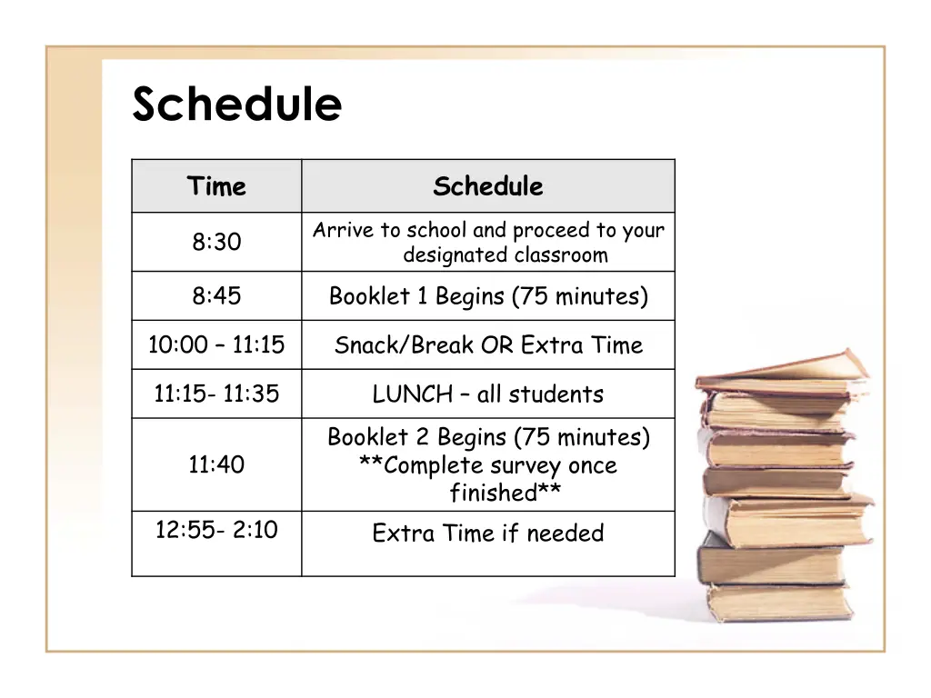 schedule