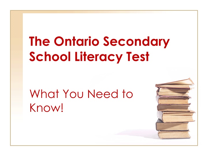 the ontario secondary school literacy test