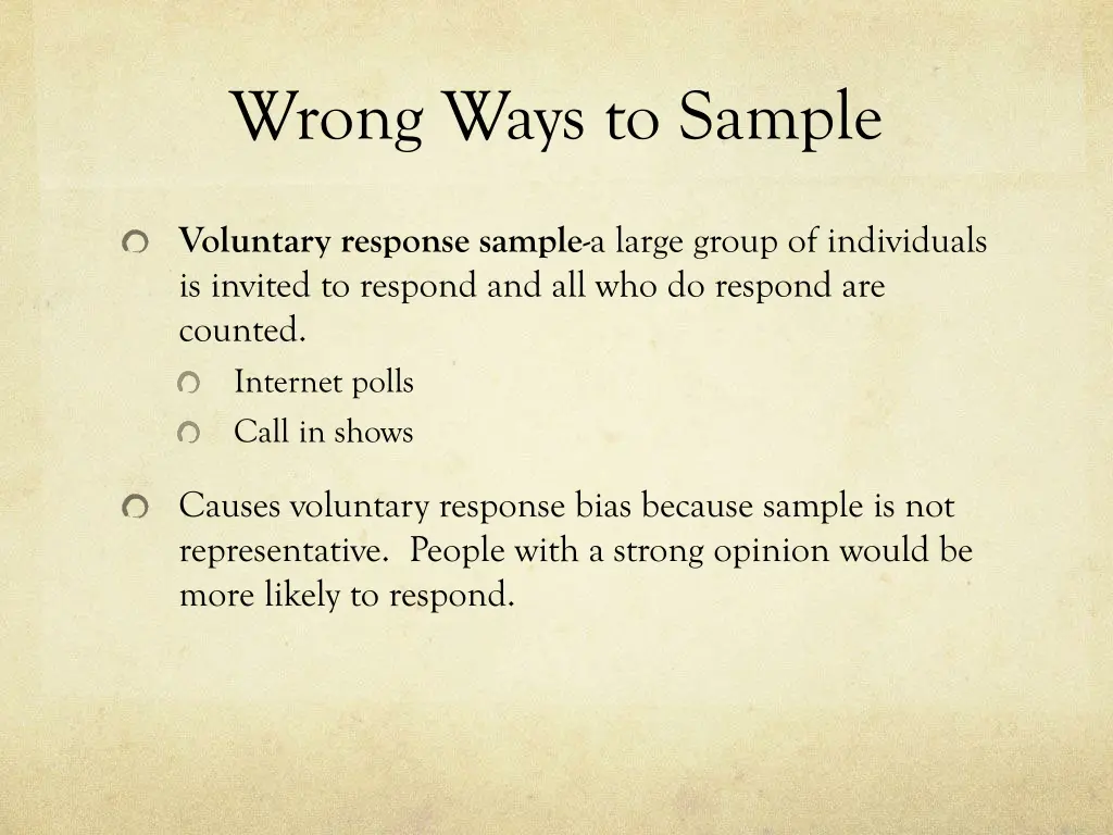 wrong ways to sample