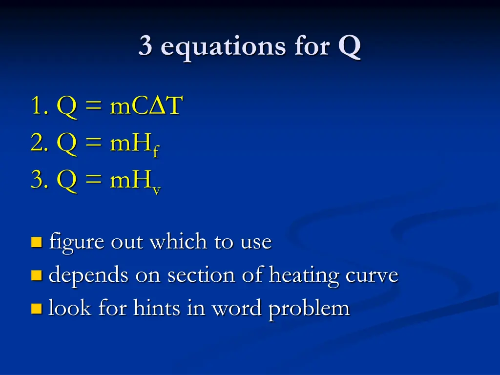 3 equations for q